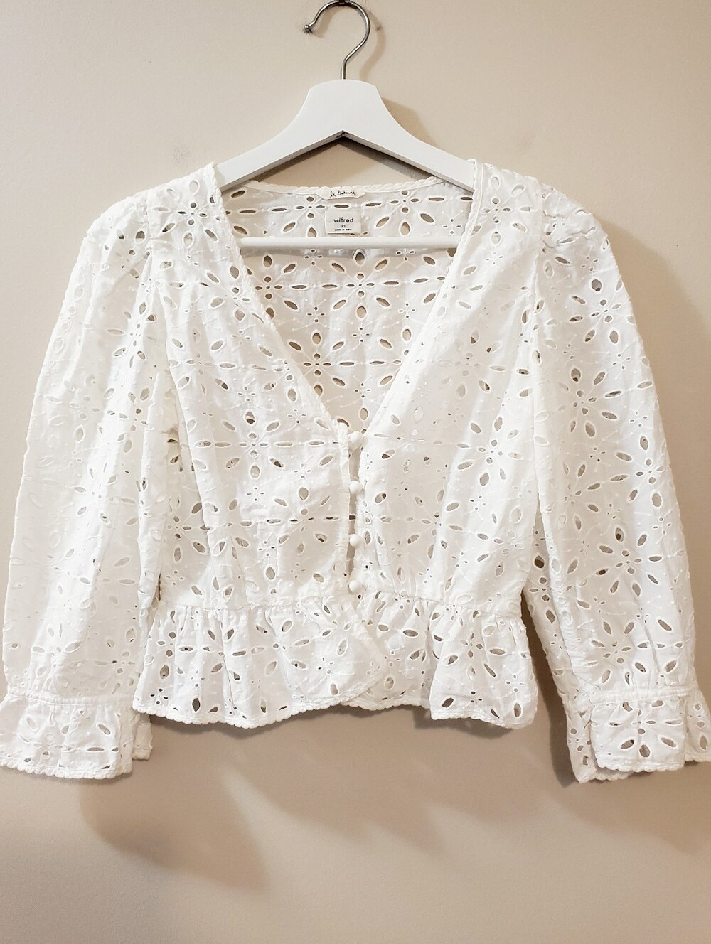 Wilfred La Bohéme Caravan Cotton Eyelet Cropped Blouse - Size XS - Picture 3 of 8